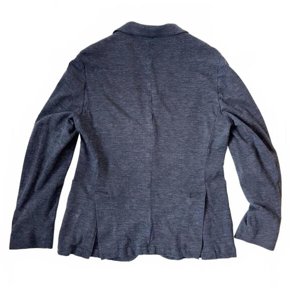 Unstructured Linen Jersey Sport Coat, Navy Blue Melange - Size 40R - Picture 3 of 9